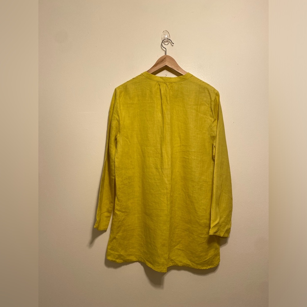 Eileen Fisher Organic Linen Neon Yellow Blouse. Size S - Picture 2 of 8